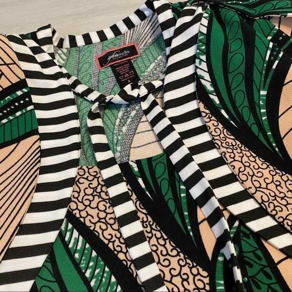 SylviaMollie Tracey Petal Blouse, Bold Maximalist Green/Black/Pink, size 2 - Picture 5 of 10